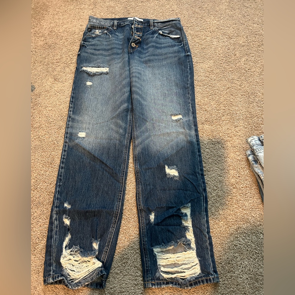 KanCan High Rise Distressed Blue Jeans